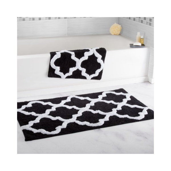 Hastings Home Hastings Home 100 Percent Cotton 2 Piece Trellis Bathroom Mat Set - Black 429302NWJ - main